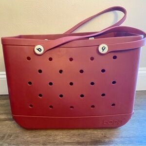 Large Burgundy Bogg Bag with accessories
